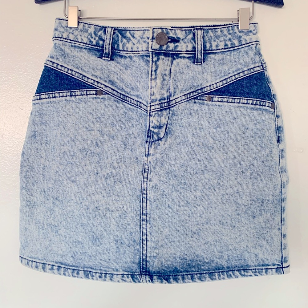 Silence & Noise High Waist Acid Wash Skirt